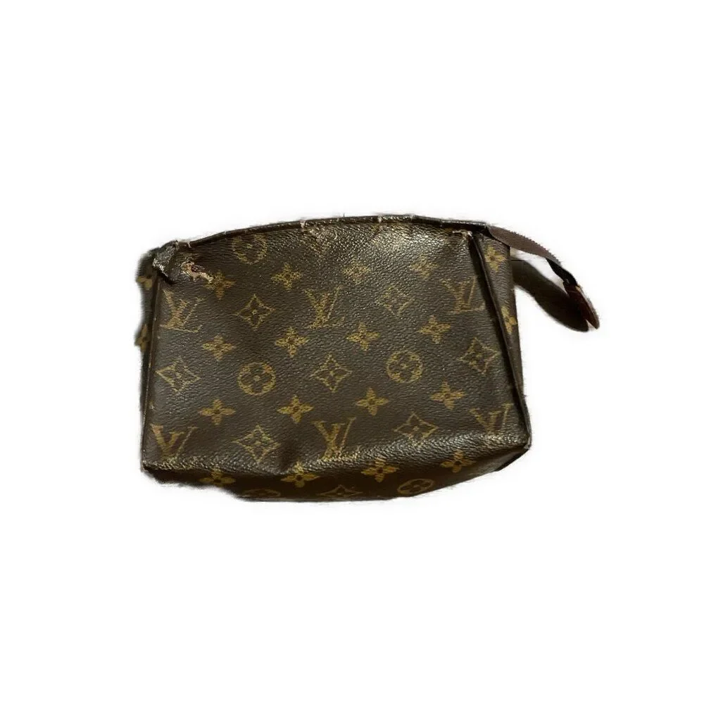Louis Vuitton authentic Zip Brown Logo Small Zip Pouch Bag